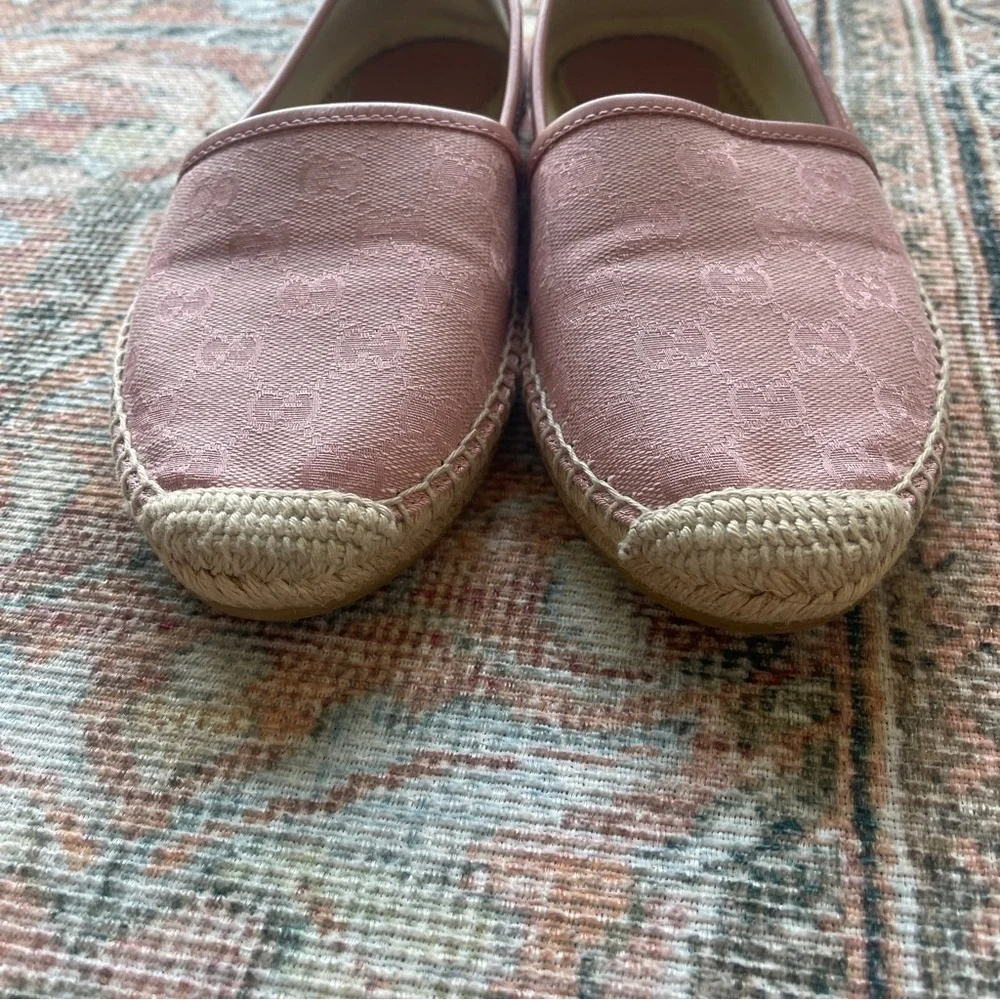 Gucci Pink‎ GG Logo Canvas Espadrilles